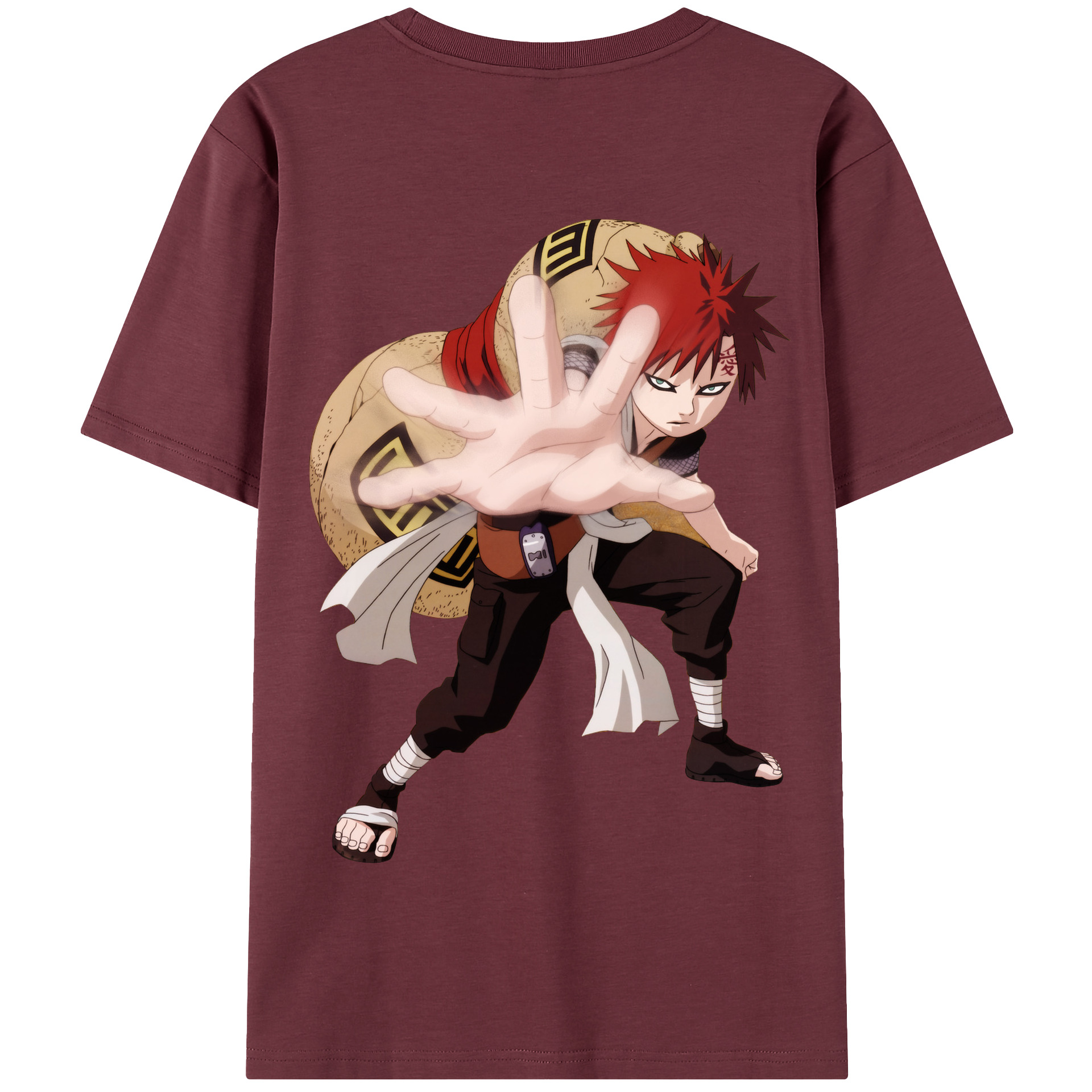 （画像用） NARUTO -ナルト- ガアラ Gaara 綿100％半袖Tシャツ（背面プリント）